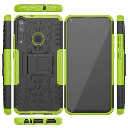 Cool Tyre Style PC + TPU Hybrid Phone Cover with Kickstand for Huawei P40 lite E/Y7p/Honor 9C