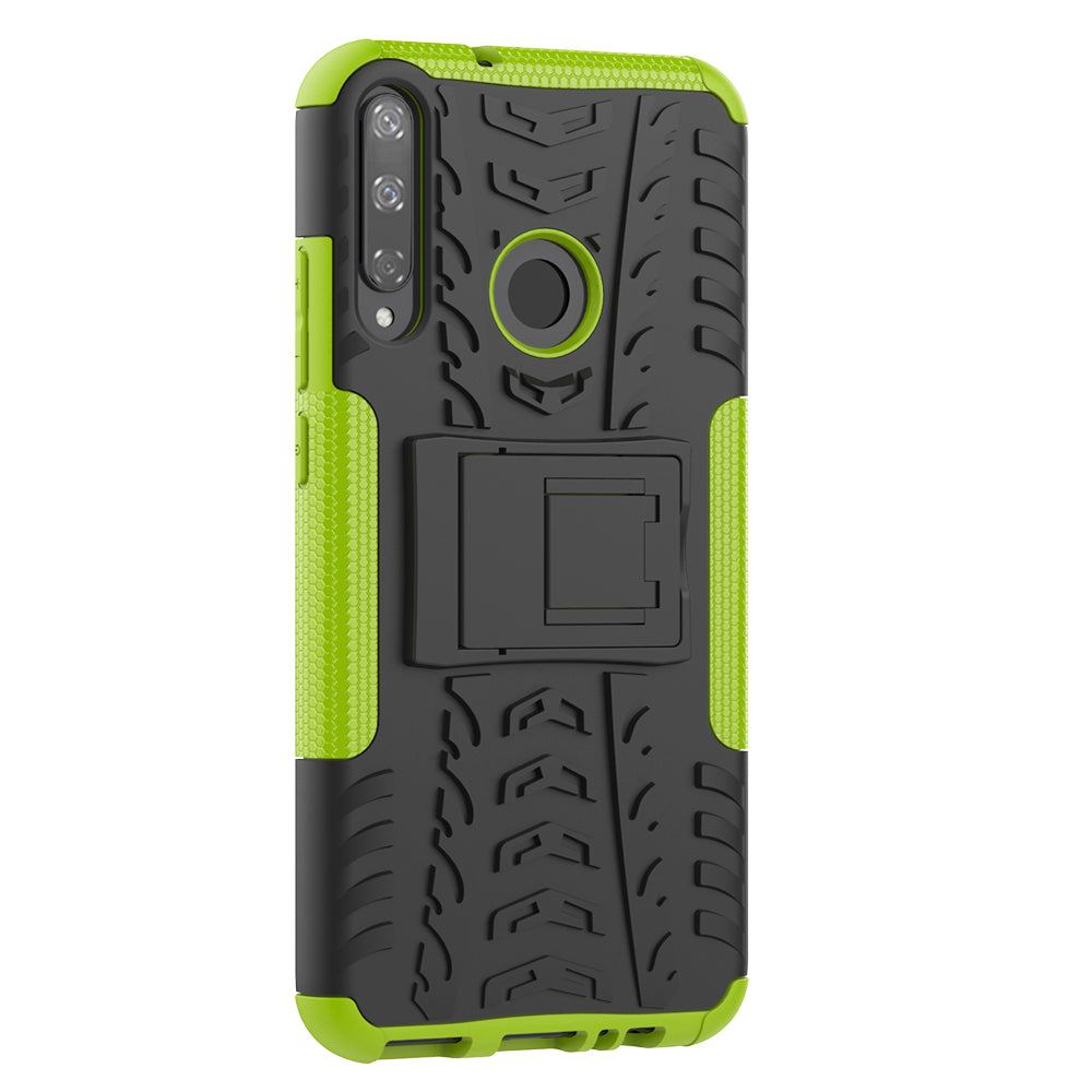 Cool Tyre Style PC + TPU Hybrid Phone Cover with Kickstand for Huawei P40 lite E/Y7p/Honor 9C