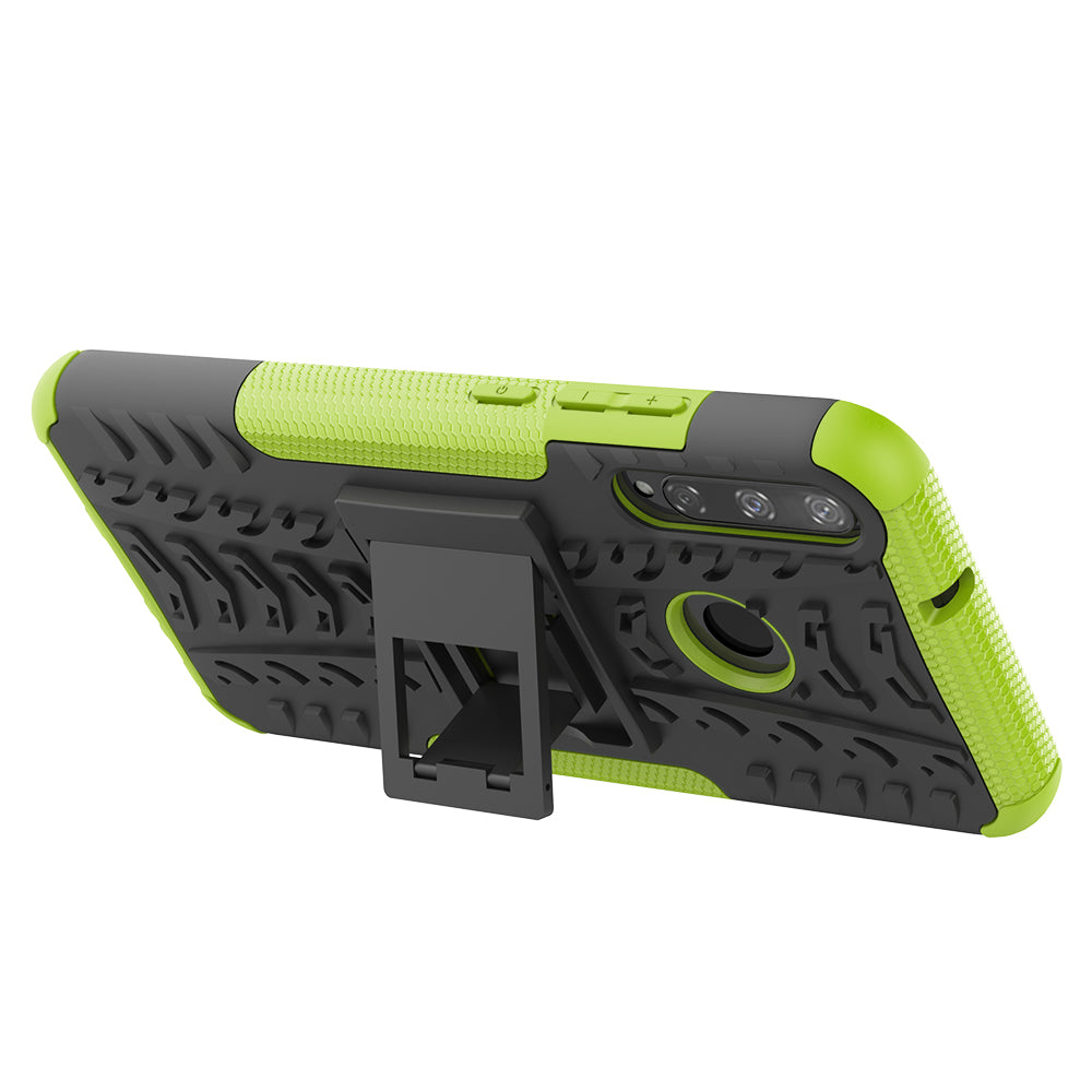 Cool Tyre Style PC + TPU Hybrid Phone Cover with Kickstand for Huawei P40 lite E/Y7p/Honor 9C
