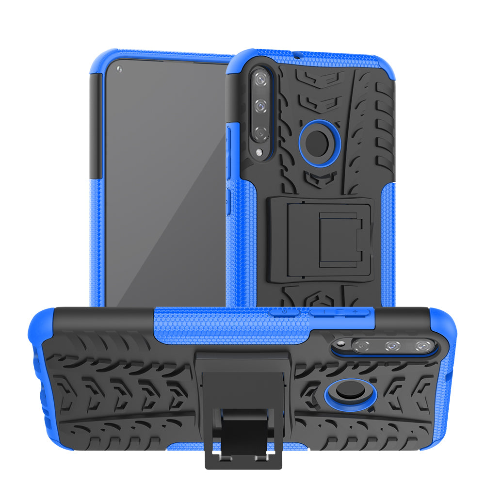 Cool Tyre Style PC + TPU Hybrid Phone Cover with Kickstand for Huawei P40 lite E/Y7p/Honor 9C