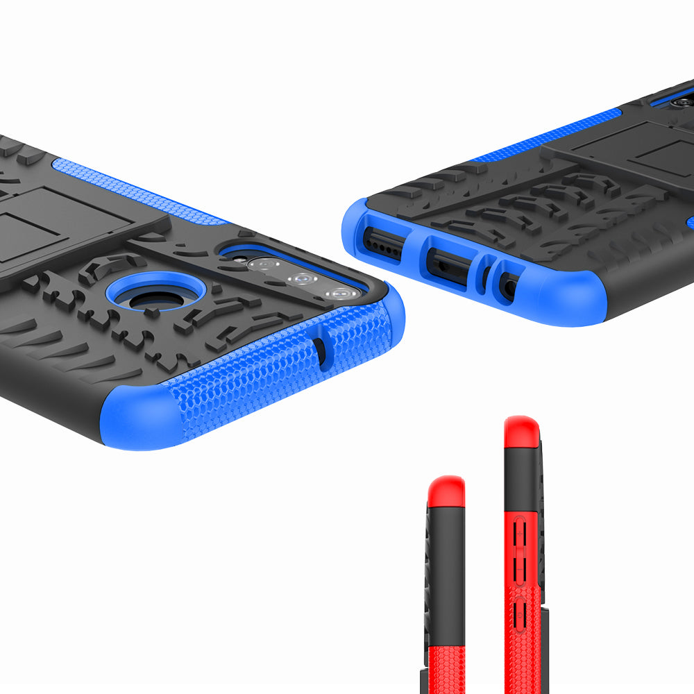 Cool Tyre Style PC + TPU Hybrid Phone Cover with Kickstand for Huawei P40 lite E/Y7p/Honor 9C