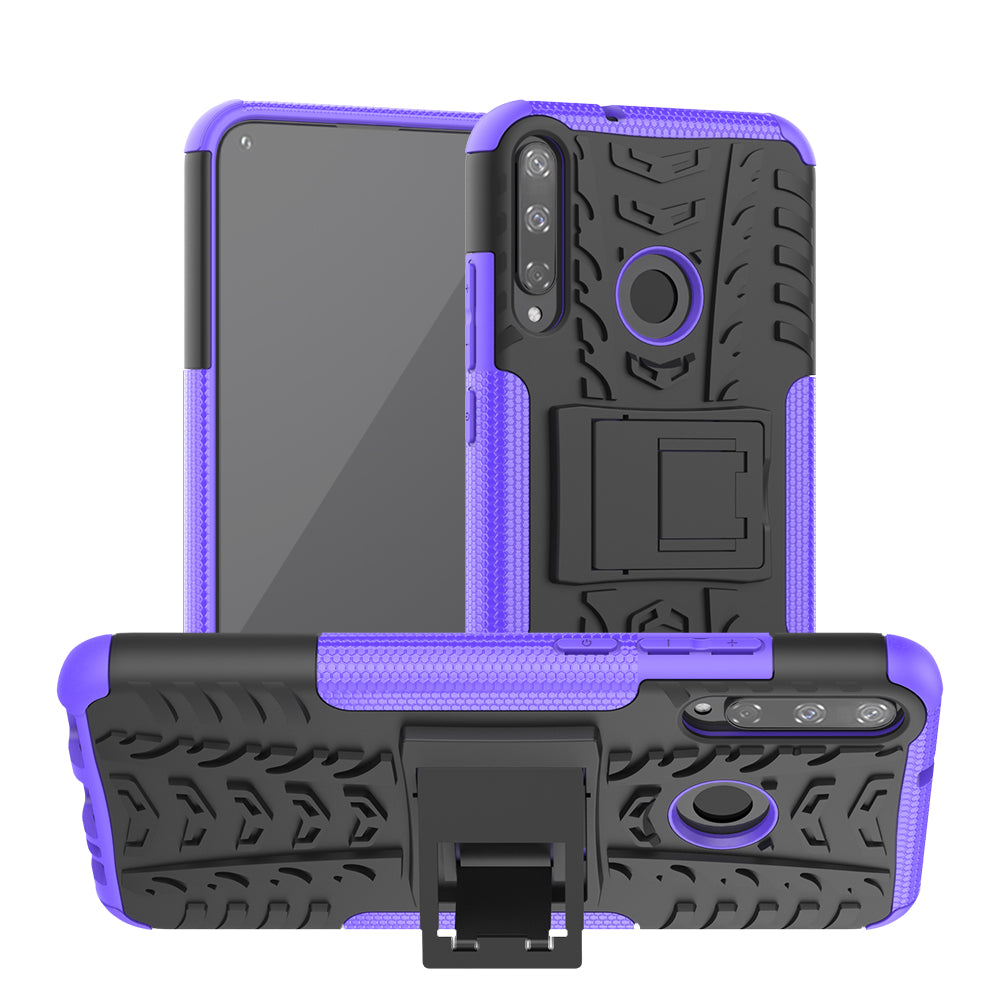 Cool Tyre Style PC + TPU Hybrid Phone Cover with Kickstand for Huawei P40 lite E/Y7p/Honor 9C