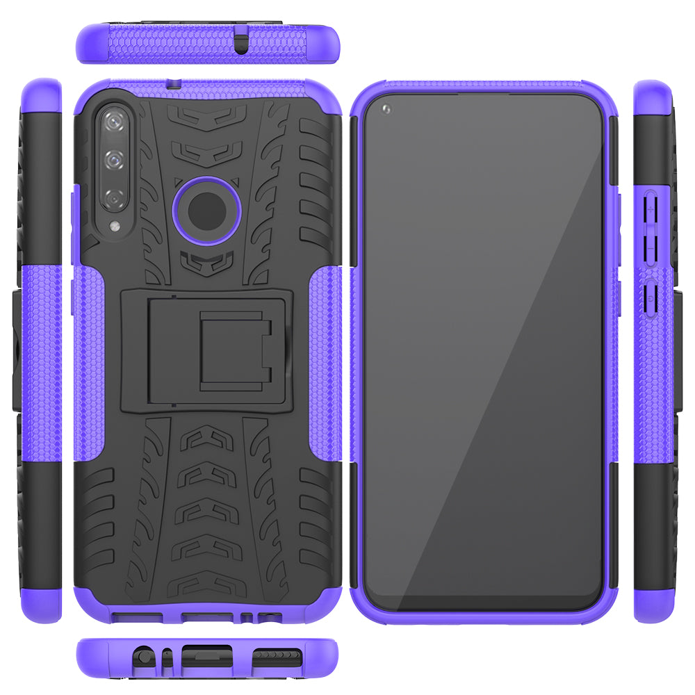 Cool Tyre Style PC + TPU Hybrid Phone Cover with Kickstand for Huawei P40 lite E/Y7p/Honor 9C