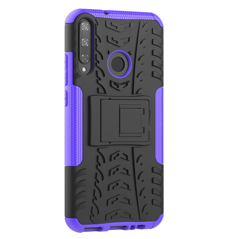 Cool Tyre Style PC + TPU Hybrid Phone Cover with Kickstand for Huawei P40 lite E/Y7p/Honor 9C