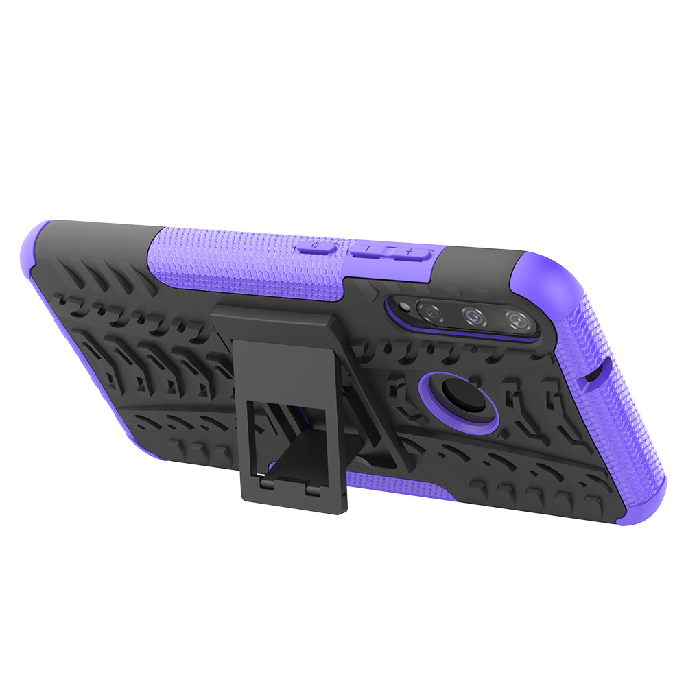 Cool Tyre Style PC + TPU Hybrid Phone Cover with Kickstand for Huawei P40 lite E/Y7p/Honor 9C