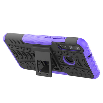 Cool Tyre Style PC + TPU Hybrid Phone Cover with Kickstand for Huawei P40 lite E/Y7p/Honor 9C