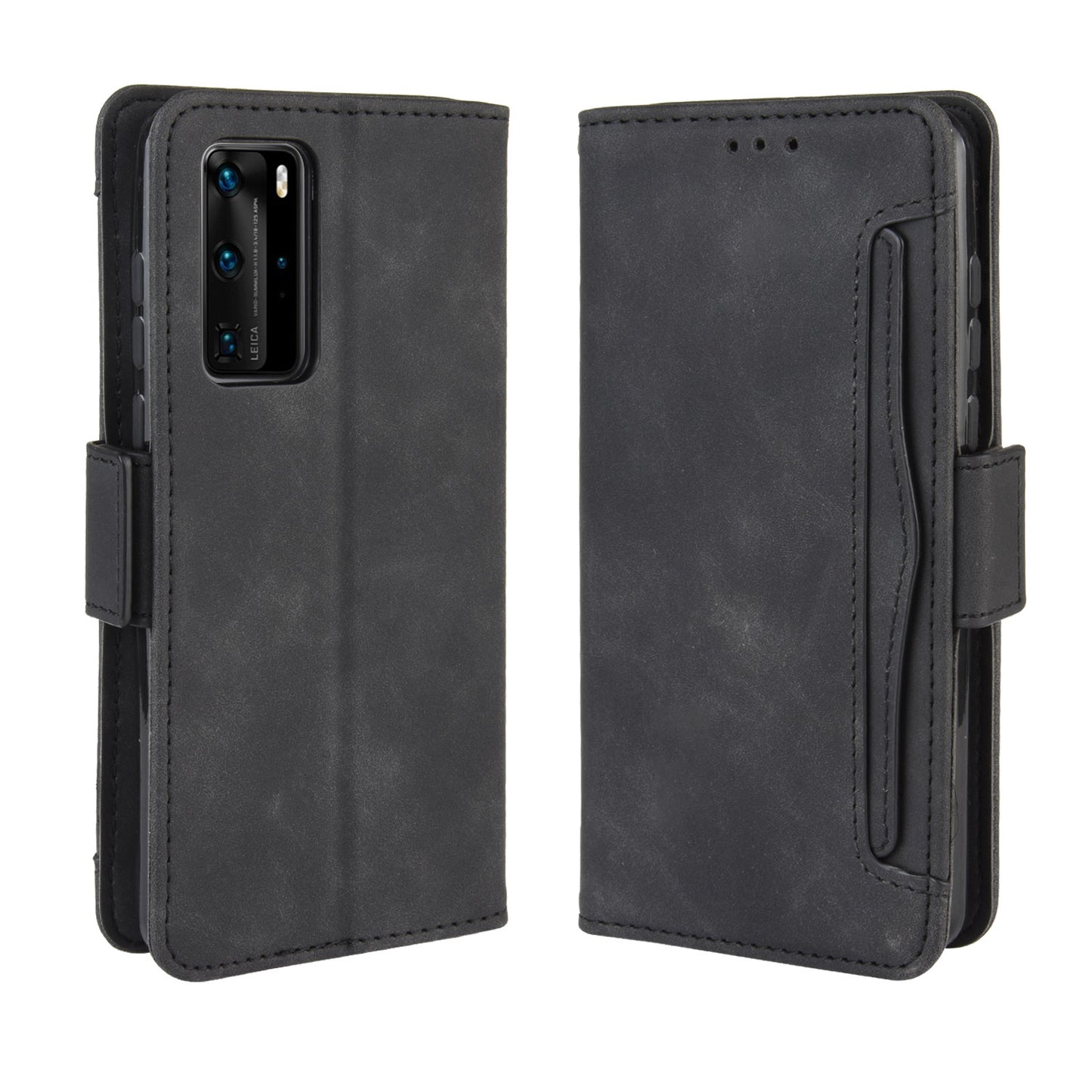 Multiple Card Slots Leather Wallet Stand Shell for Huawei P40 Pro