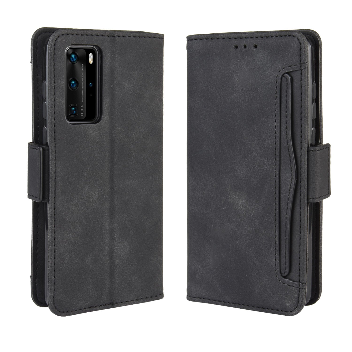 Multiple Card Slots Leather Wallet Stand Shell for Huawei P40 Pro