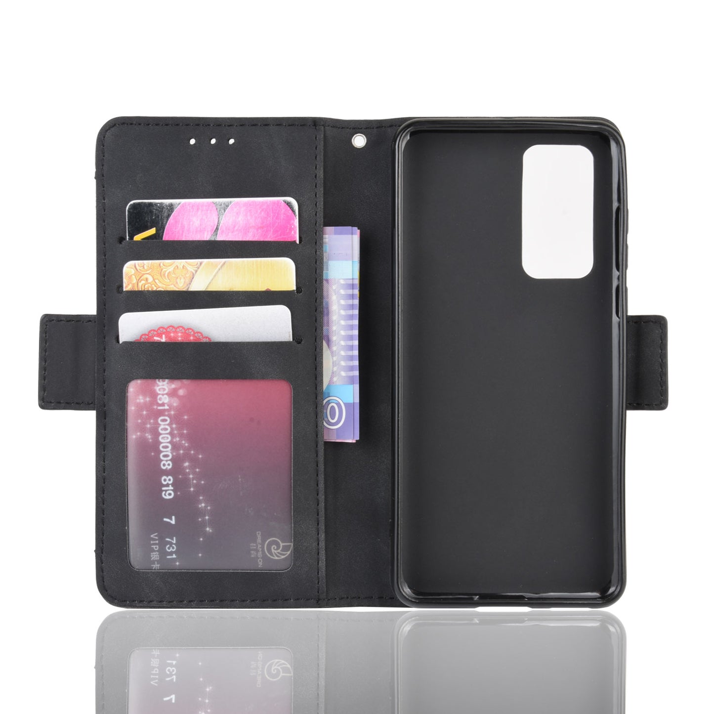 Multiple Card Slots Leather Wallet Stand Shell for Huawei P40 Pro