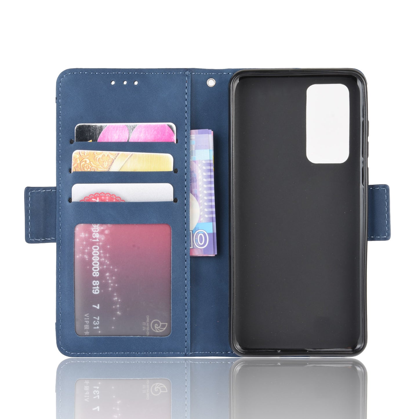 Multiple Card Slots Leather Wallet Stand Shell for Huawei P40 Pro