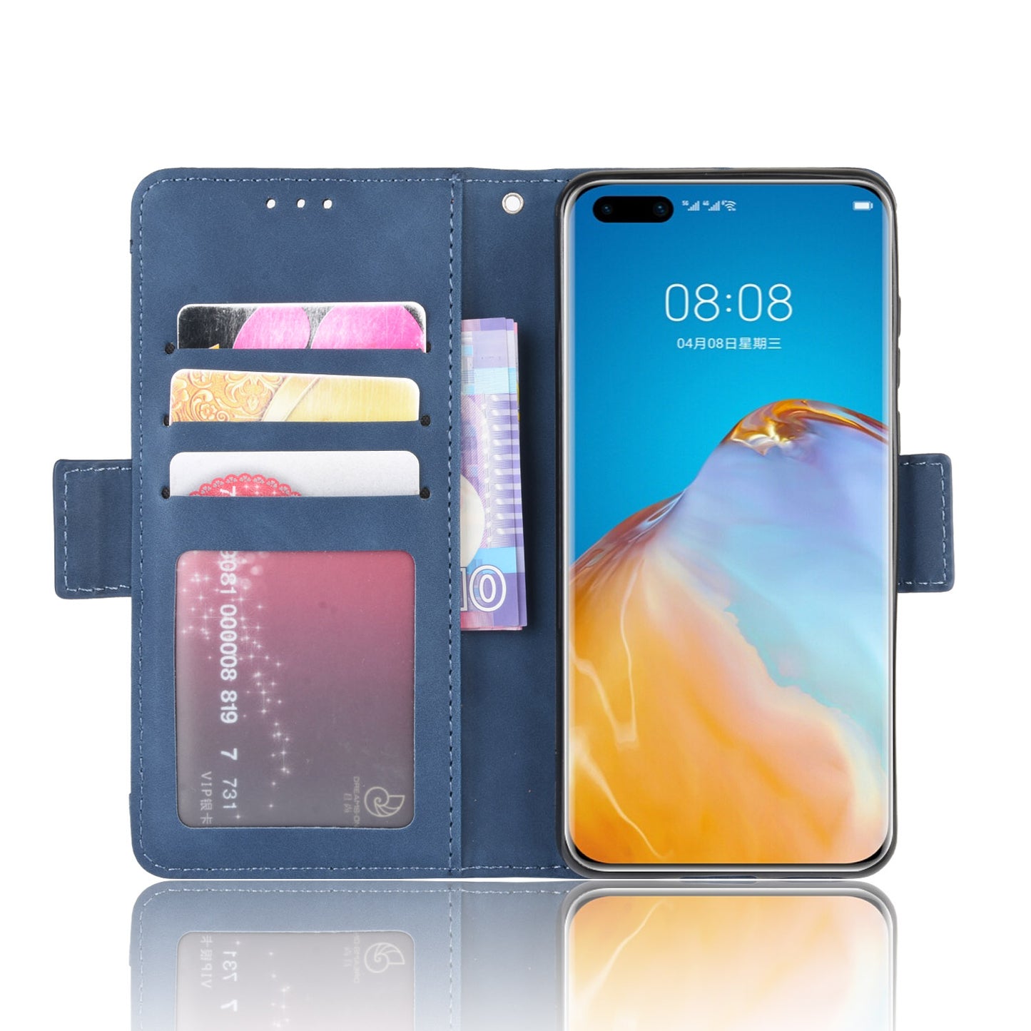 Multiple Card Slots Leather Wallet Stand Shell for Huawei P40 Pro