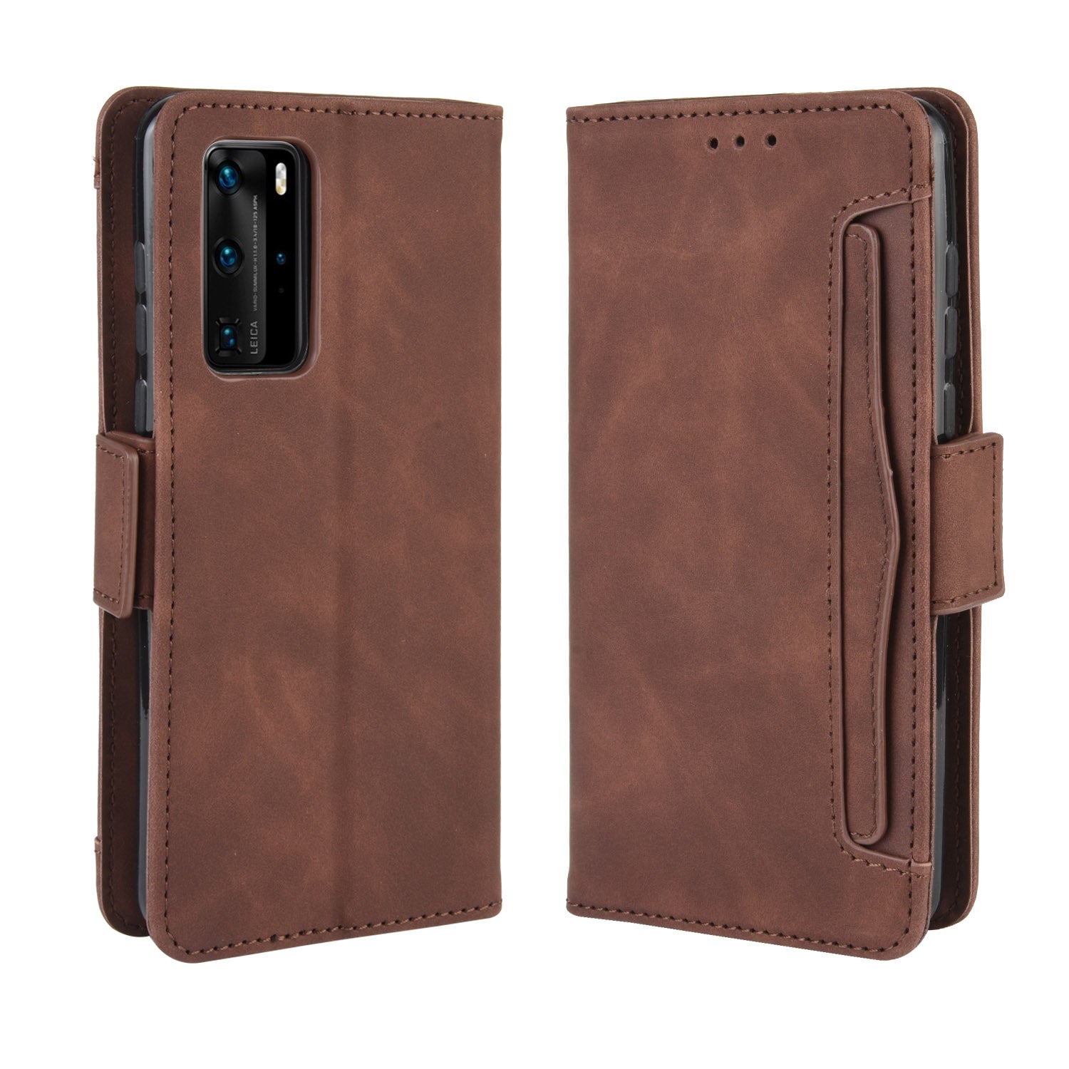 Multiple Card Slots Leather Wallet Stand Shell for Huawei P40 Pro