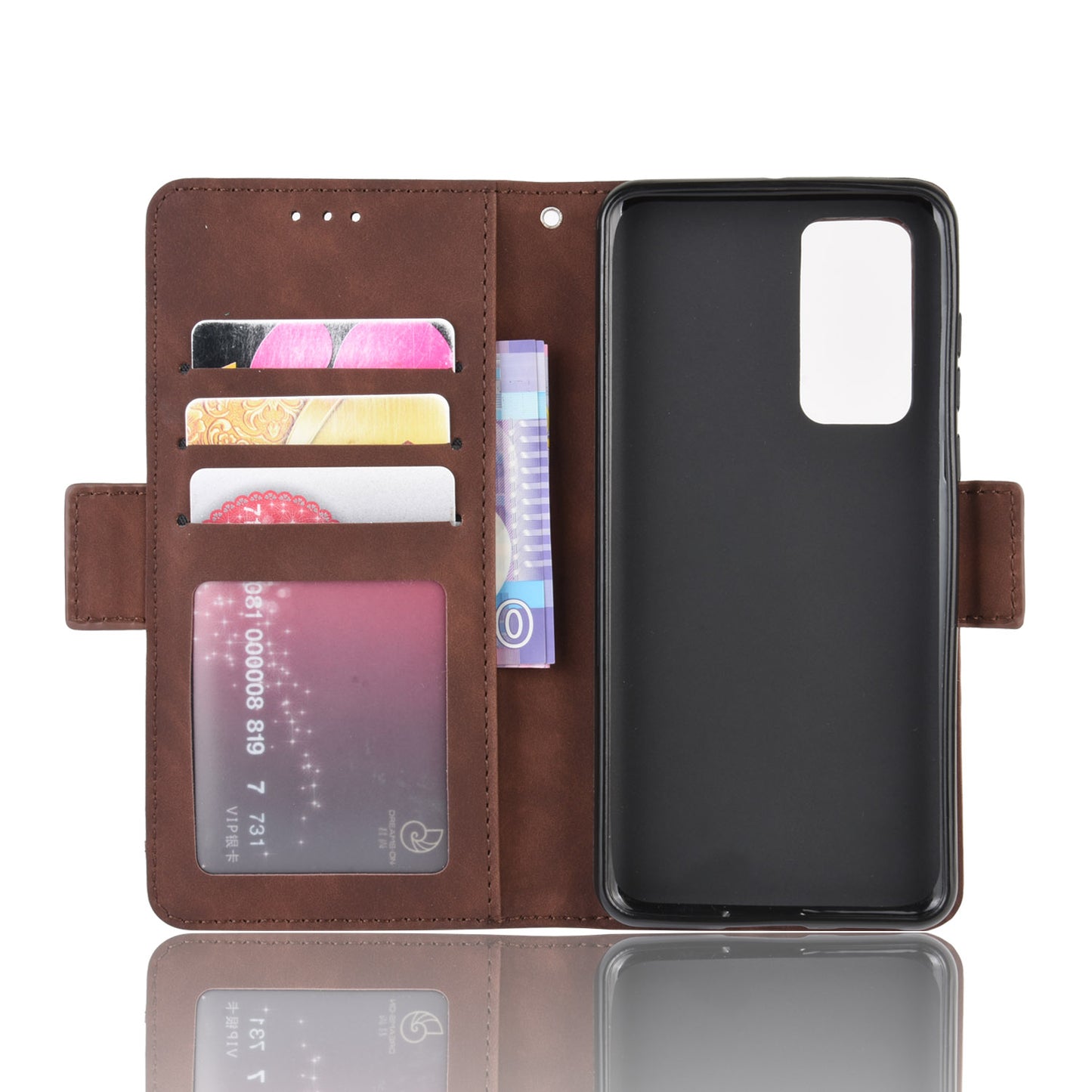 Multiple Card Slots Leather Wallet Stand Shell for Huawei P40 Pro
