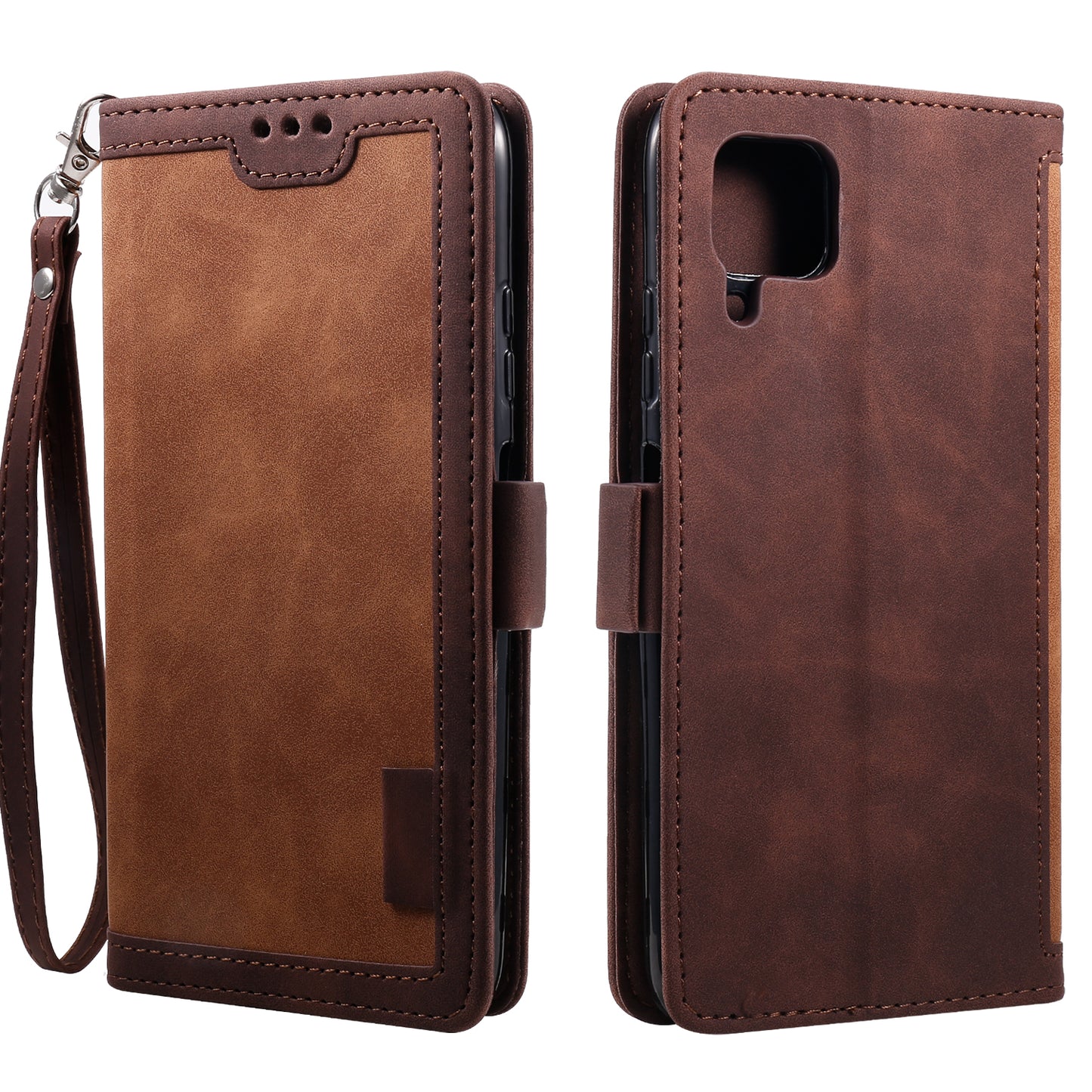 Retro Style Splicing Leather Wallet Cover Stand Phone Case for Huawei P40 lite/nova 6 SE/Nova 7i