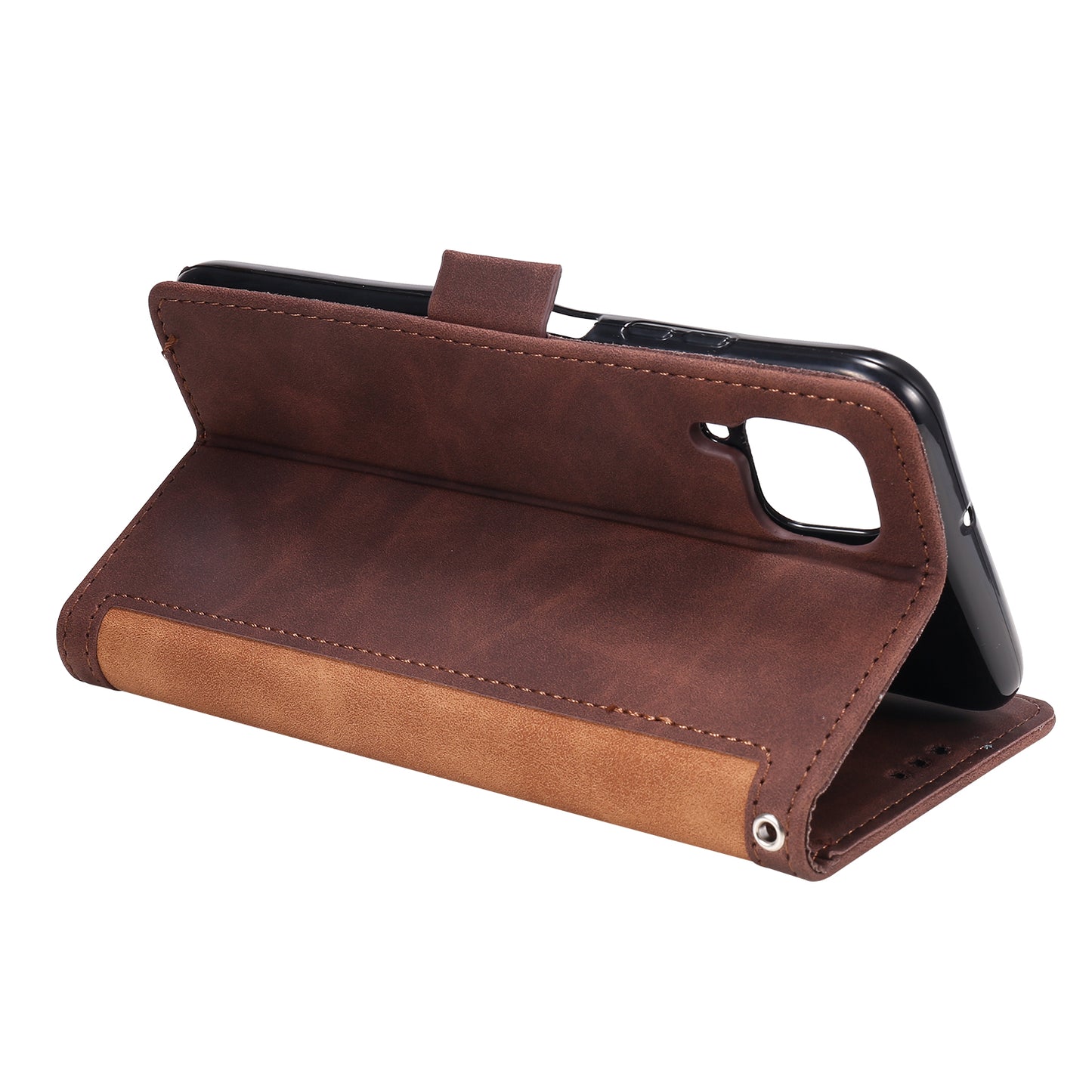 Retro Style Splicing Leather Wallet Cover Stand Phone Case for Huawei P40 lite/nova 6 SE/Nova 7i