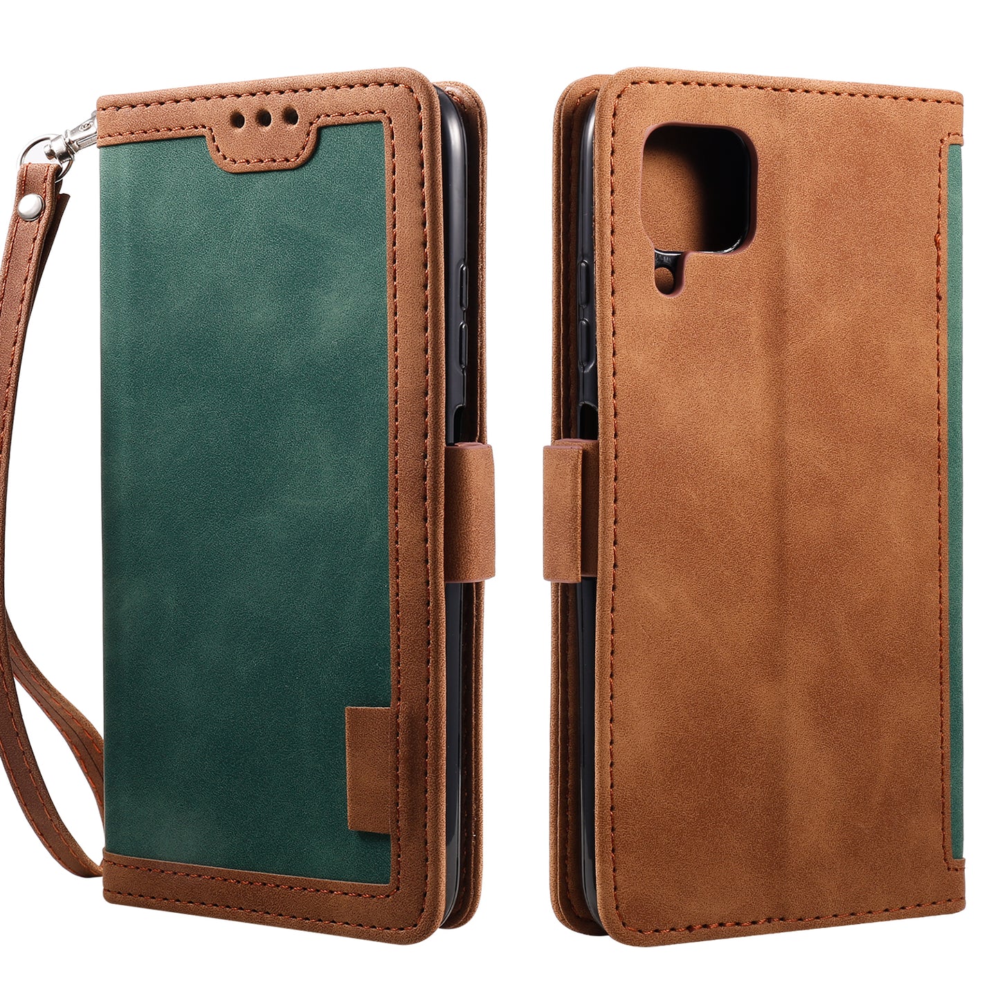 Retro Style Splicing Leather Wallet Cover Stand Phone Case for Huawei P40 lite/nova 6 SE/Nova 7i