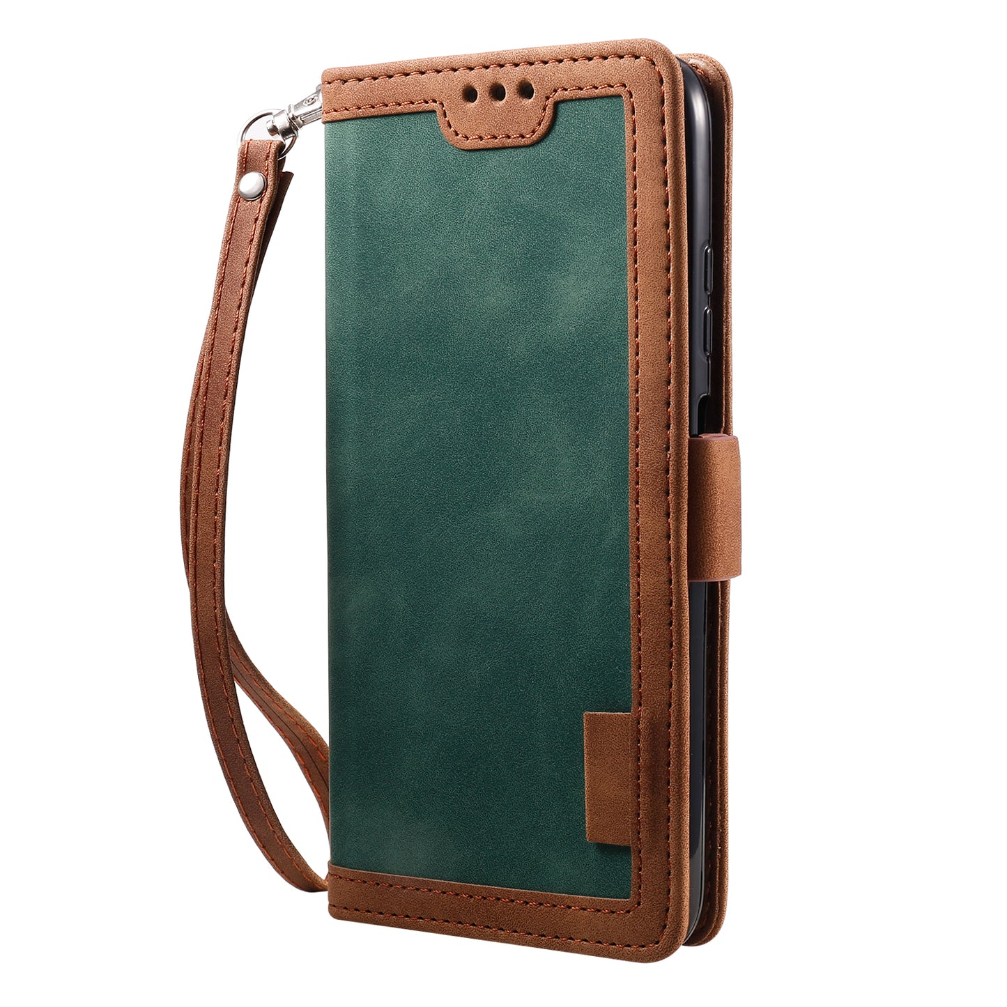 Retro Style Splicing Leather Wallet Cover Stand Phone Case for Huawei P40 lite/nova 6 SE/Nova 7i