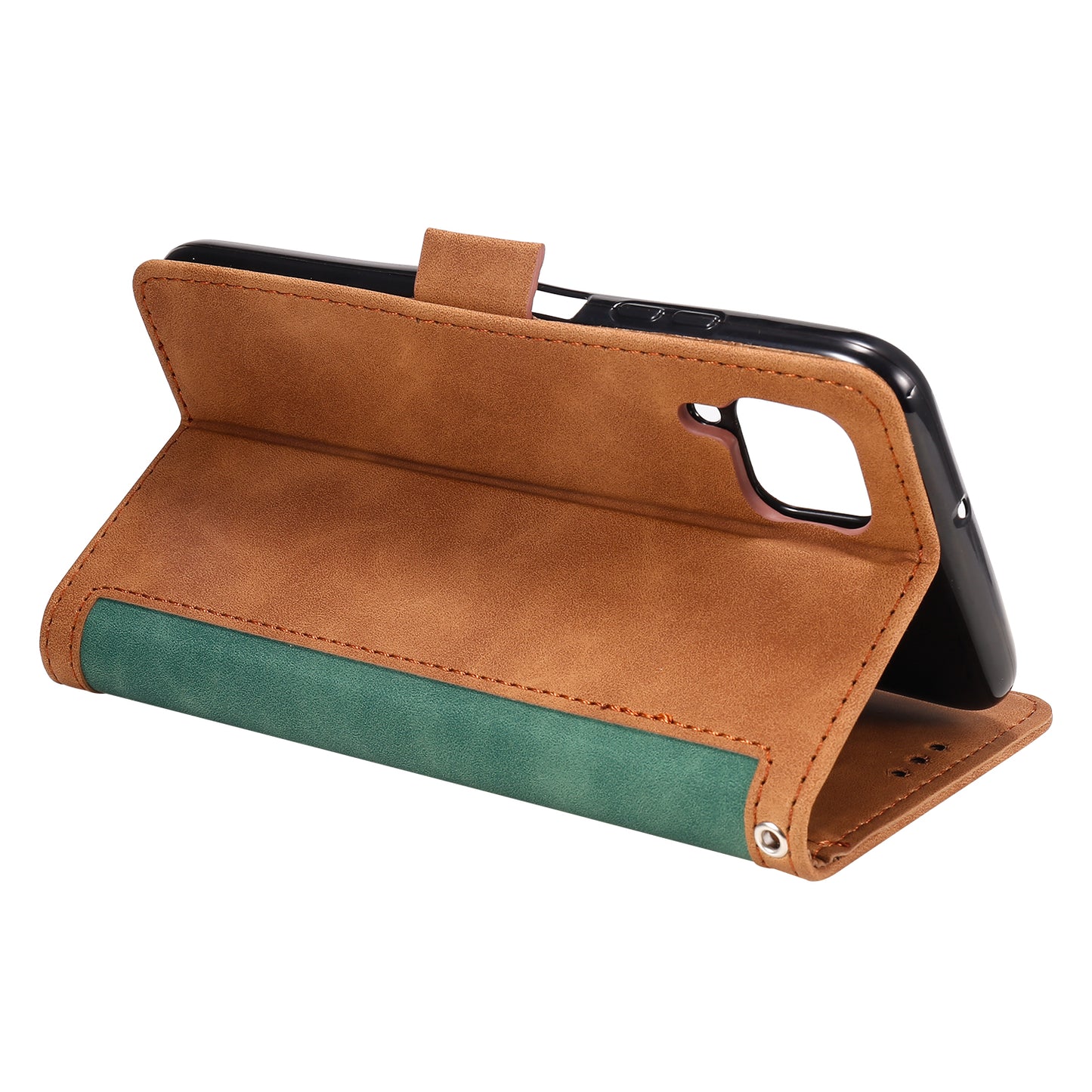 Retro Style Splicing Leather Wallet Cover Stand Phone Case for Huawei P40 lite/nova 6 SE/Nova 7i