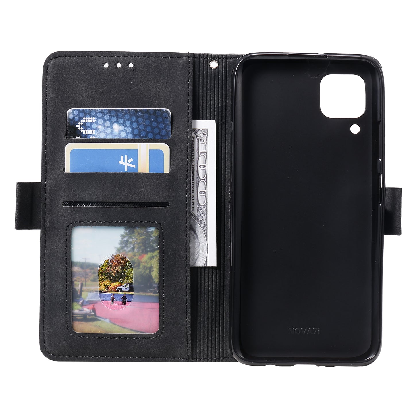 Retro Style Splicing Leather Wallet Cover Stand Phone Case for Huawei P40 lite/nova 6 SE/Nova 7i