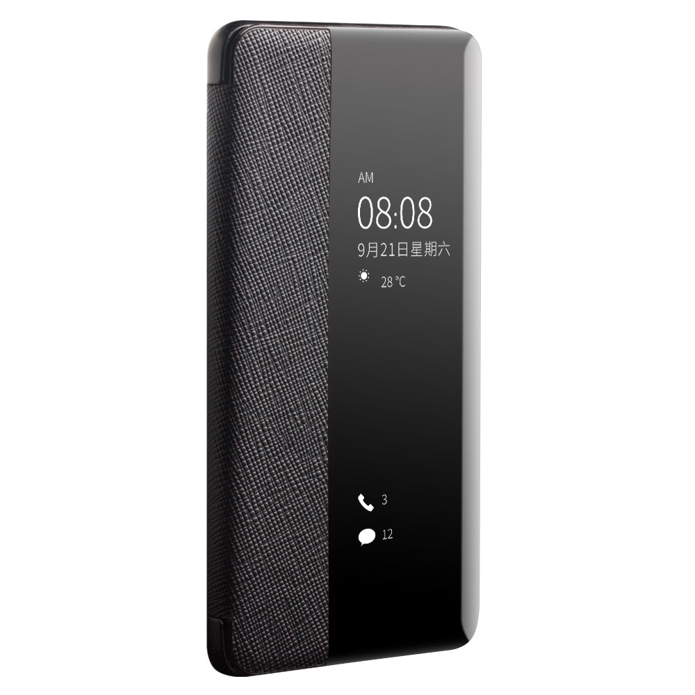 QIALINO View Window Cowhide Leather Shell for Huawei P40 Pro
