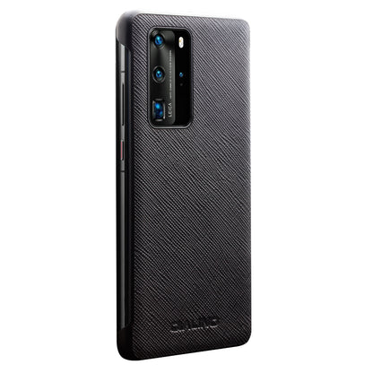 QIALINO View Window Cowhide Leather Shell for Huawei P40 Pro