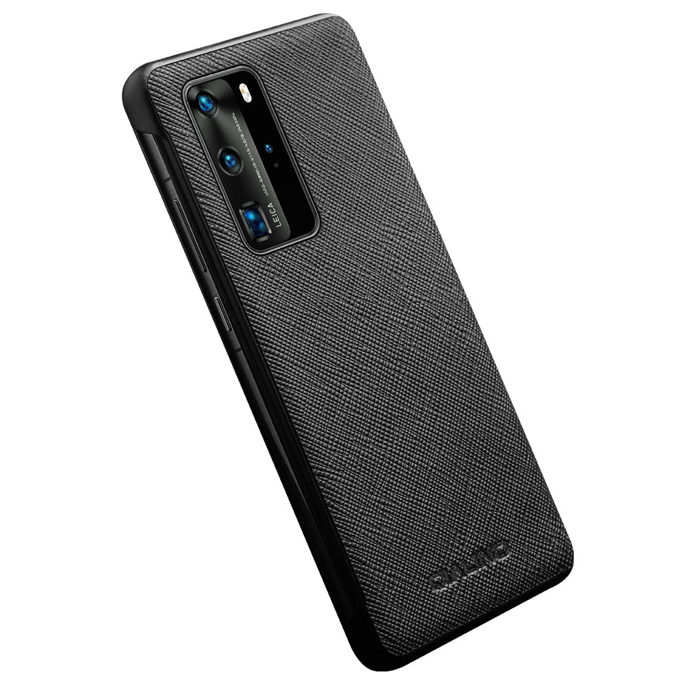 QIALINO View Window Cowhide Leather Shell for Huawei P40 Pro