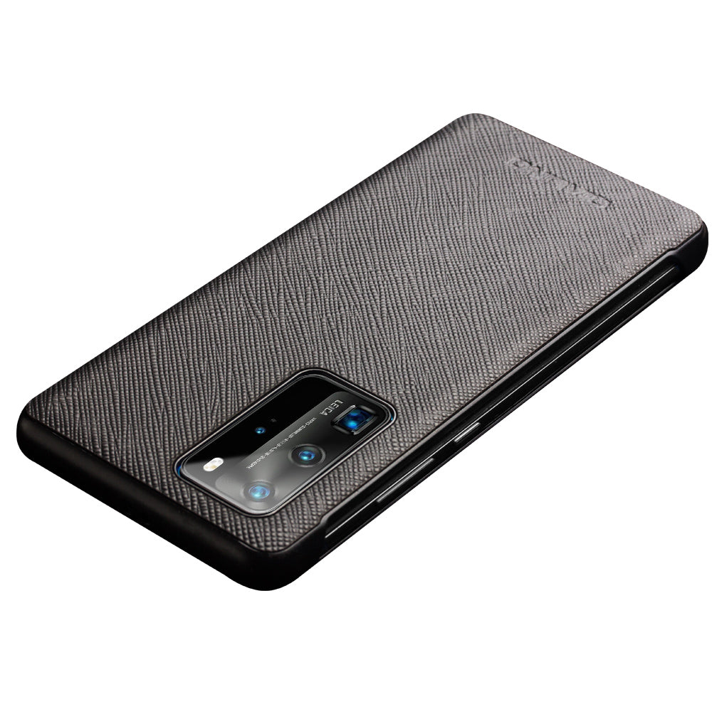 QIALINO View Window Cowhide Leather Shell for Huawei P40 Pro
