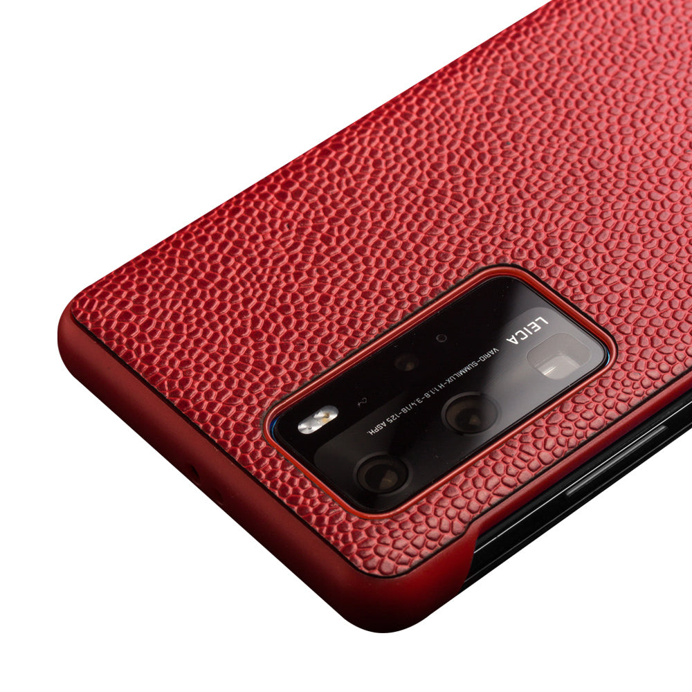 QIALINO View Window Cowhide Leather Shell for Huawei P40 Pro
