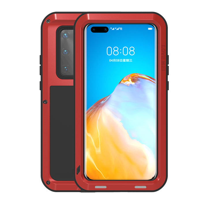 LOVE MEI Shockproof Silicone+Metal Cell Phone Case for Huawei P40 Pro