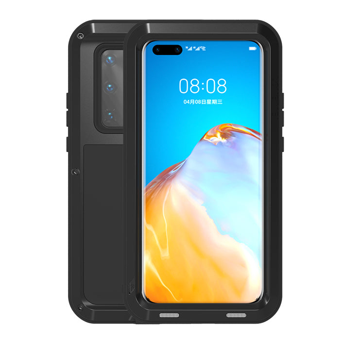 LOVE MEI Shockproof Silicone+Metal Cell Phone Case for Huawei P40 Pro