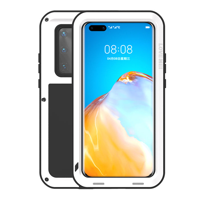 LOVE MEI Shockproof Silicone+Metal Cell Phone Case for Huawei P40 Pro