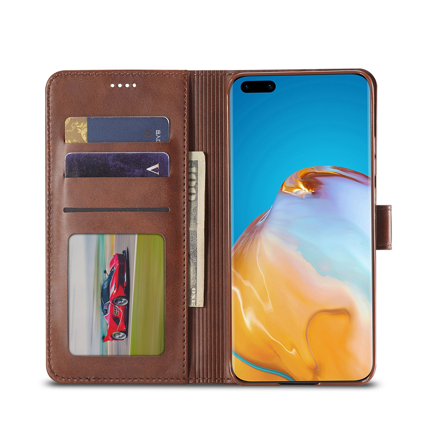 LC.IMEEKE Leather Wallet Stand Case for Huawei P40 Pro