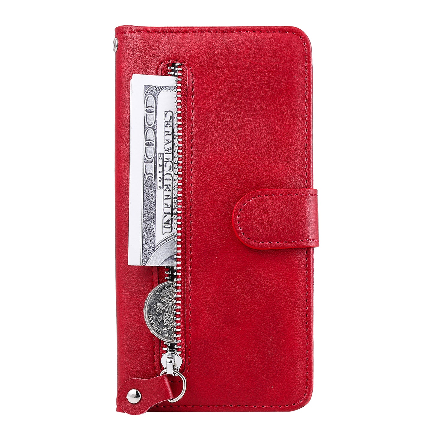 Zipper Pocket Leather Wallet Case for Honor 9A