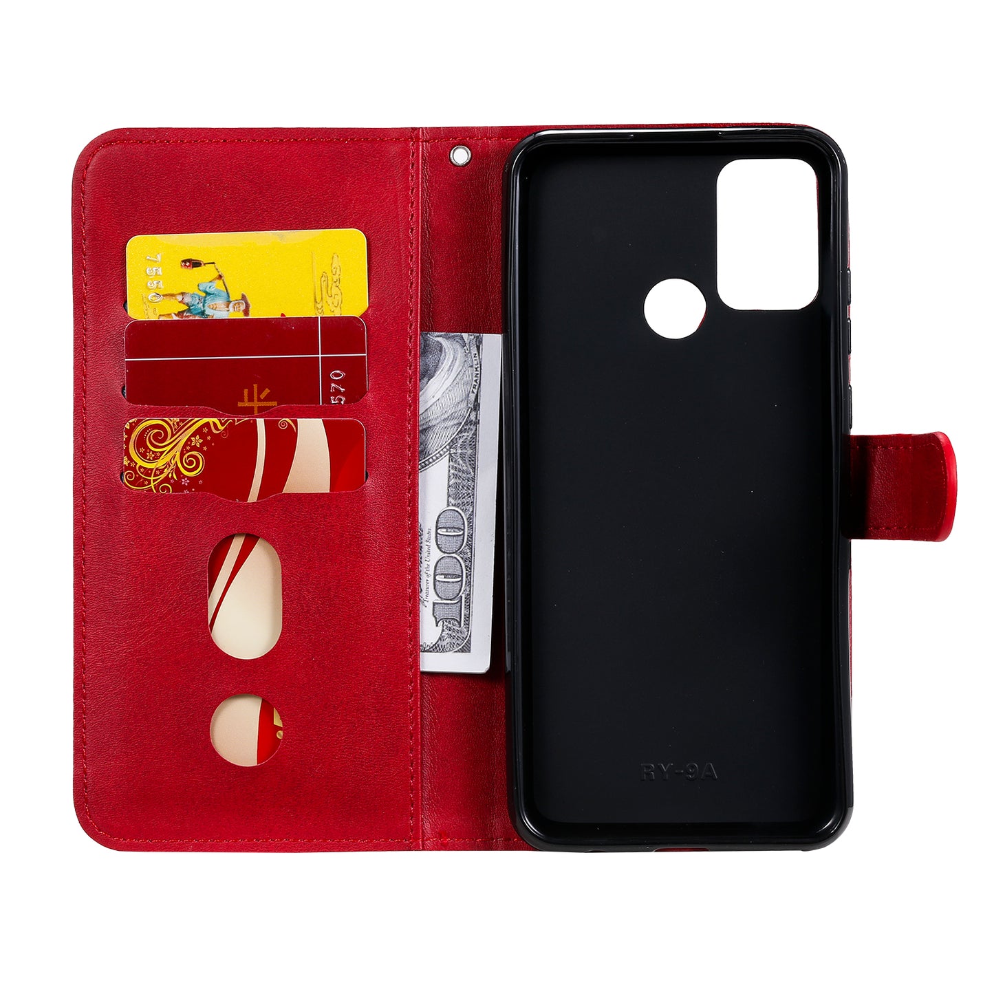 Zipper Pocket Leather Wallet Case for Honor 9A