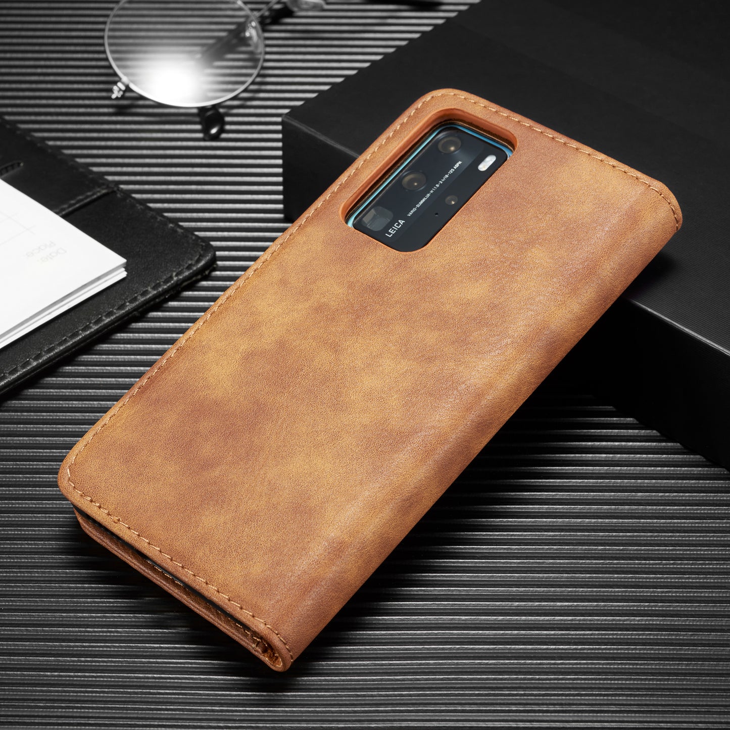 DG.MING Detachable 2-in-1 Split Leather Wallet Shell + PC Back Case for Huawei P40 Pro