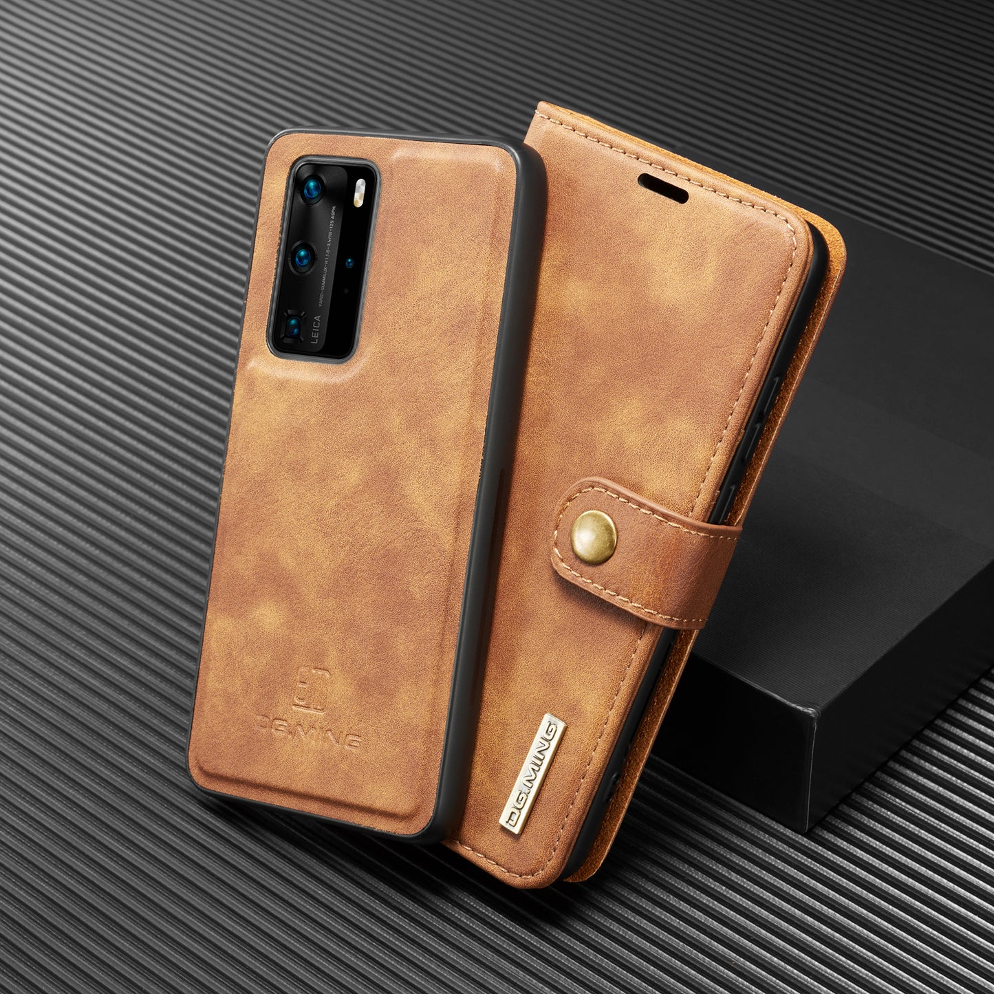 DG.MING Detachable 2-in-1 Split Leather Wallet Shell + PC Back Case for Huawei P40 Pro
