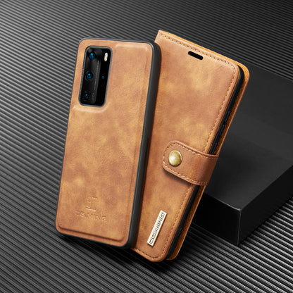 DG.MING Detachable 2-in-1 Split Leather Wallet Shell + PC Back Case for Huawei P40 Pro