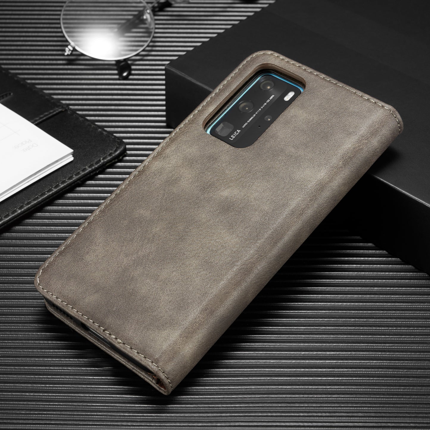 DG.MING Detachable 2-in-1 Split Leather Wallet Shell + PC Back Case for Huawei P40 Pro