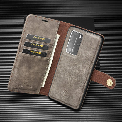 DG.MING Detachable 2-in-1 Split Leather Wallet Shell + PC Back Case for Huawei P40 Pro