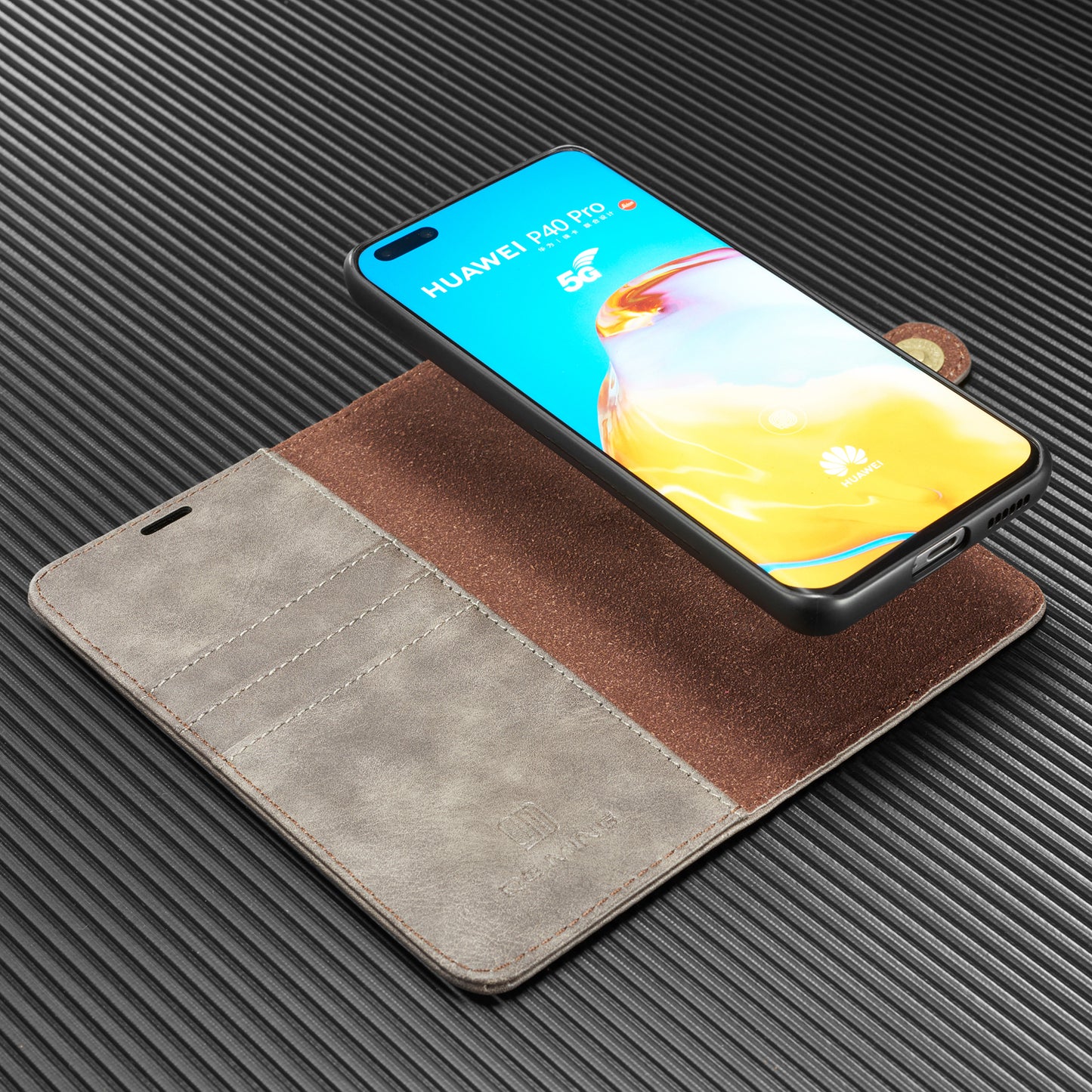 DG.MING Detachable 2-in-1 Split Leather Wallet Shell + PC Back Case for Huawei P40 Pro