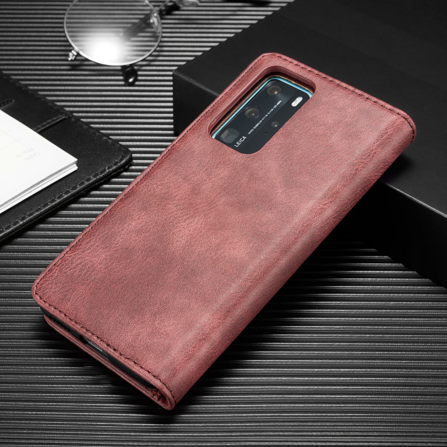 DG.MING Detachable 2-in-1 Split Leather Wallet Shell + PC Back Case for Huawei P40 Pro
