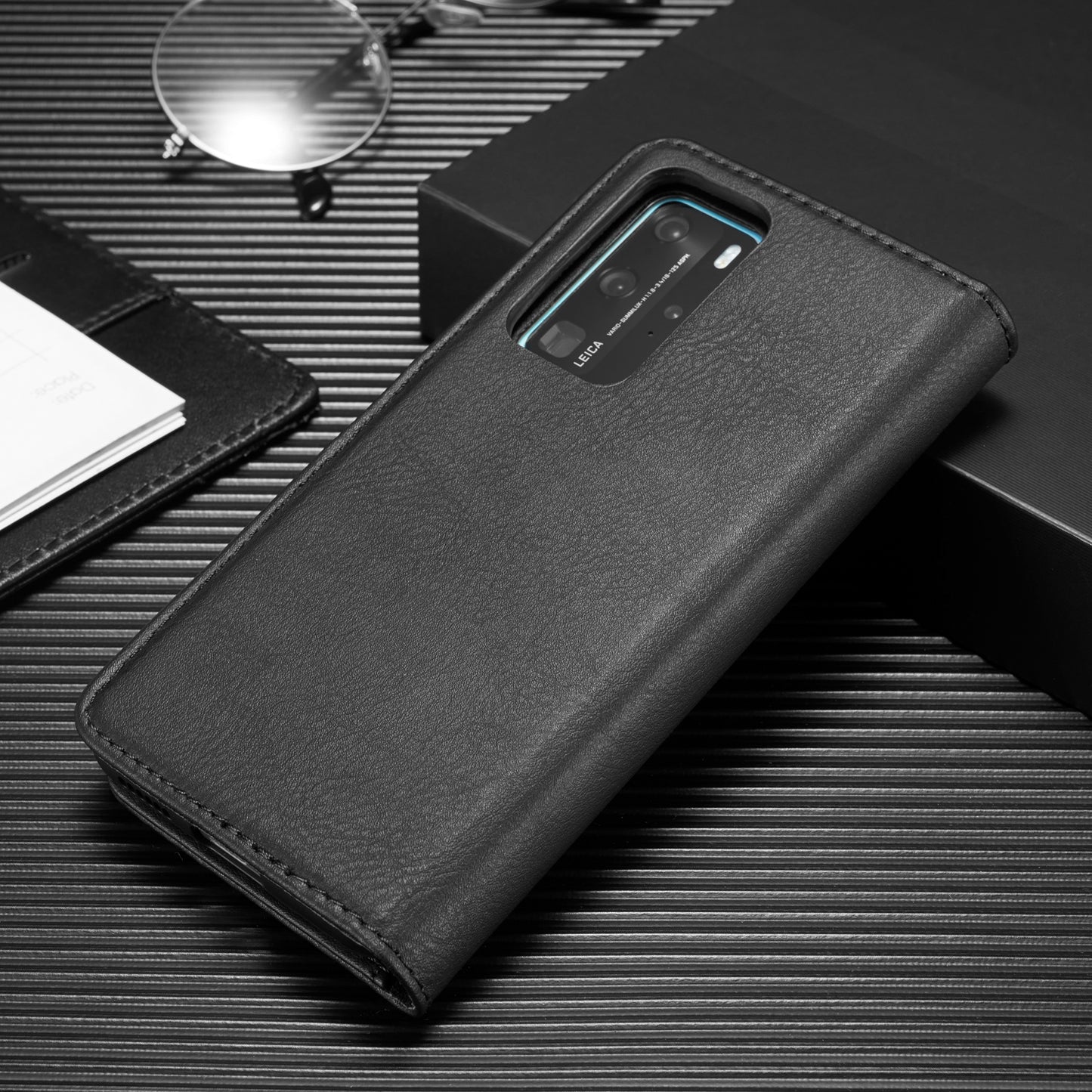 DG.MING Detachable 2-in-1 Split Leather Wallet Shell + PC Back Case for Huawei P40 Pro