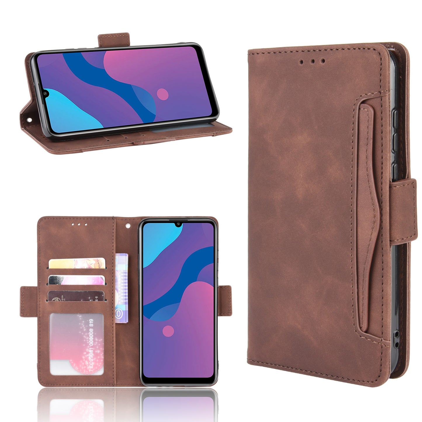 Magnetic PU Leather Shell with Multiple Card Slots for Honor Play 9A/Honor 9A
