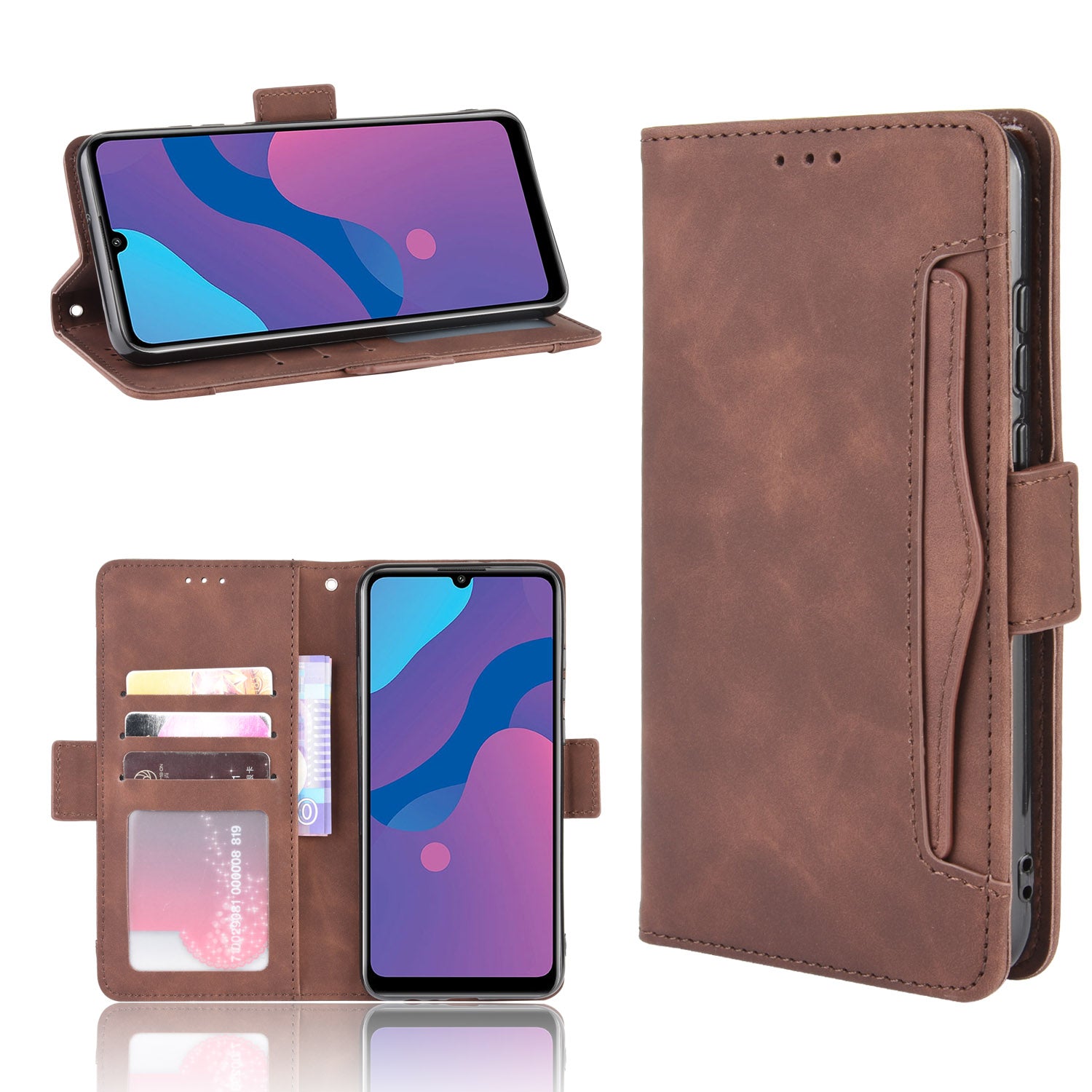 Magnetic PU Leather Shell with Multiple Card Slots for Honor Play 9A/Honor 9A