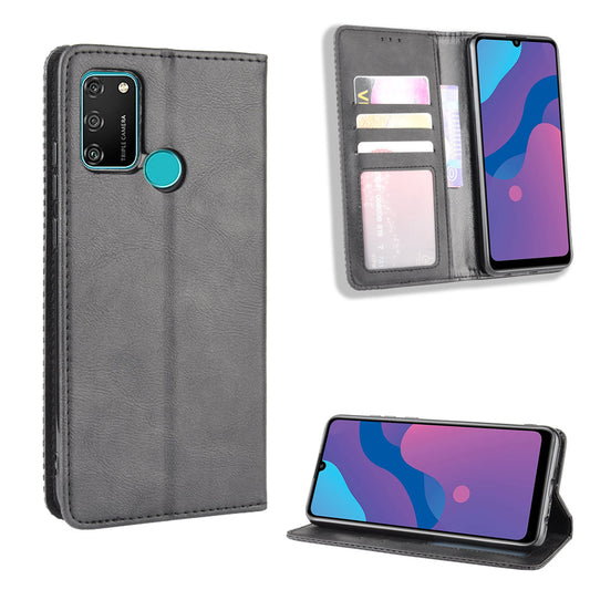 Vintage Style Leather Wallet Stand Phone Shell for Honor 9A/Play 9A
