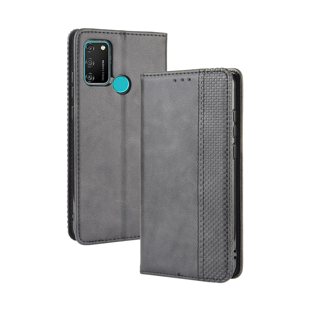 Vintage Style Leather Wallet Stand Phone Shell for Honor 9A/Play 9A