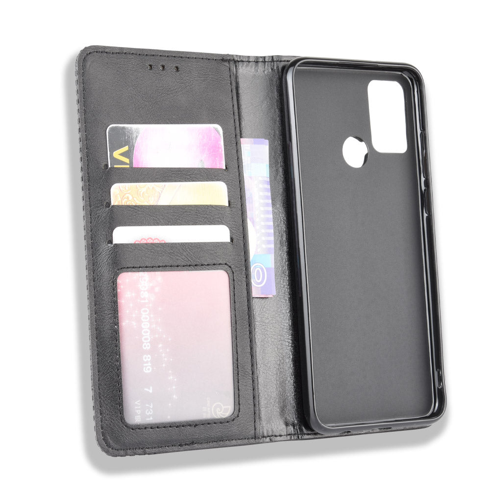 Vintage Style Leather Wallet Stand Phone Shell for Honor 9A/Play 9A