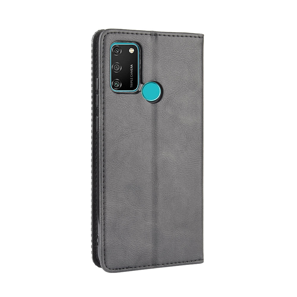 Vintage Style Leather Wallet Stand Phone Shell for Honor 9A/Play 9A