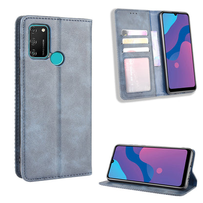 Vintage Style Leather Wallet Stand Phone Shell for Honor 9A/Play 9A