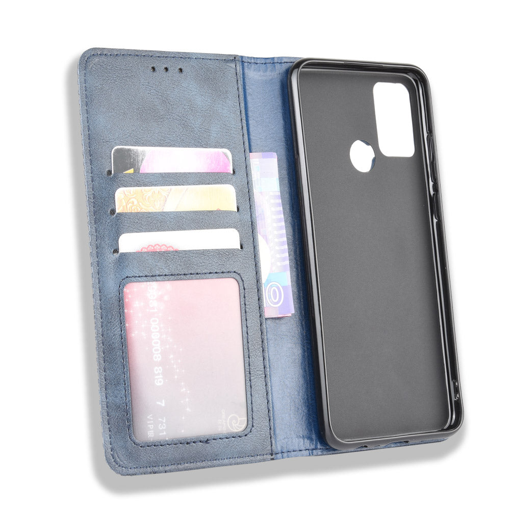 Vintage Style Leather Wallet Stand Phone Shell for Honor 9A/Play 9A